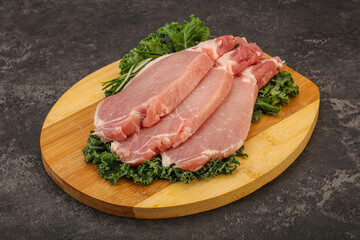 Raw pork steak for cooking
