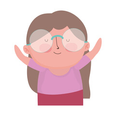 grandparents day, cute old woman granny cartoon character portrait isolated icon design white background