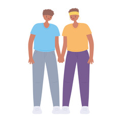 young couple character together cartoon isolated icon design