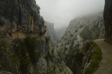 The dramatic landscape of the Picos de Europa mountains in Cantabria and Castile and León in Spain