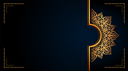 Luxury ornamental mandala Islamic background with golden arabesque patterns.