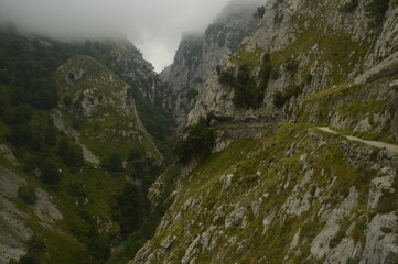 The dramatic landscape of the Picos de Europa mountains in Cantabria and Castile and León in Spain