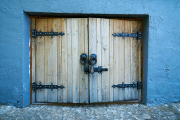 Old Wooden Gate With Padlocks. Retro design.