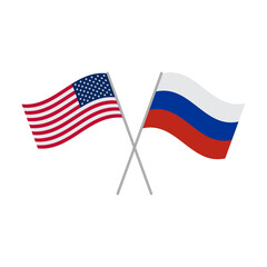 American and Russian flags icon isolated on white background. Vector illustration