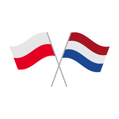 Netherlandish and Polish flags icon isolated on white background. Vector illustration