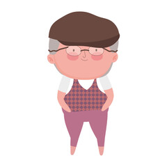 grandparents day, cartoon grandfather character family isolated icon design white background