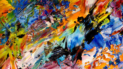 Colorful abstract background wallpaper. Modern motif visual art.  Mixtures of oil paint. Trendy...