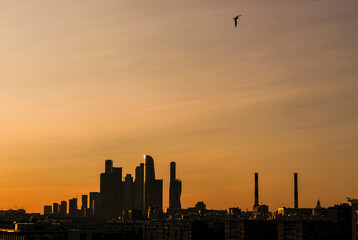 Fototapeta na wymiar City view in the evening sunset