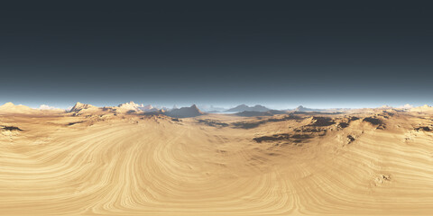 360 degree desert landscape. Equirectangular projection, environment map, HDRI spherical panorama.