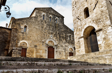 Fototapeta na wymiar ANAGNI-ITALY-July 2020 -Cathedral facade and bell tower