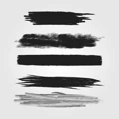 Big collection of black paint, ink brush strokes, brushes, lines, grungy. Dirty artistic design elements, boxes, frames. Vector illustration. Isolated on white background. Freehand drawing.