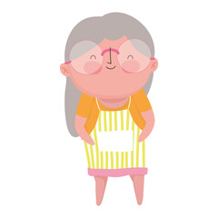 grandparents day, cartoon grandmother character family isolated icon design white background