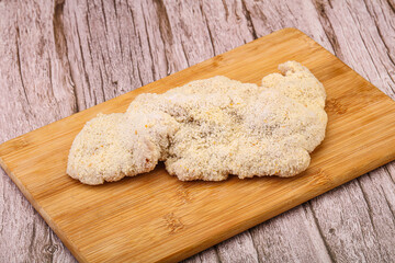 Raw meat schnitzel for roast