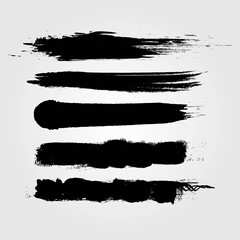 Big collection of black paint, ink brush strokes, brushes, lines, grungy. Dirty artistic design elements, boxes, frames. Vector illustration. Isolated on white background. Freehand drawing.