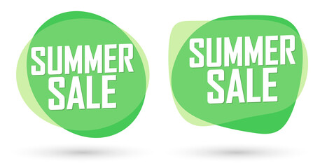 Summer Sale, set bubble banners design template, discount tags, app icons, vector illustration