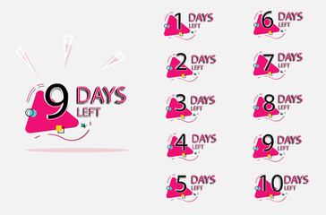 Days left badges. Set of number days left badge for sale or promotion, landing page, template, ui, web.