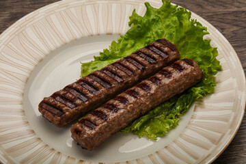 Two Grilled kebeb beef sausages