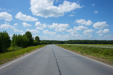 Country road at summer sunny beautiful day.