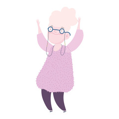 grandparents day, grandma standing character cartoon isolated icon design