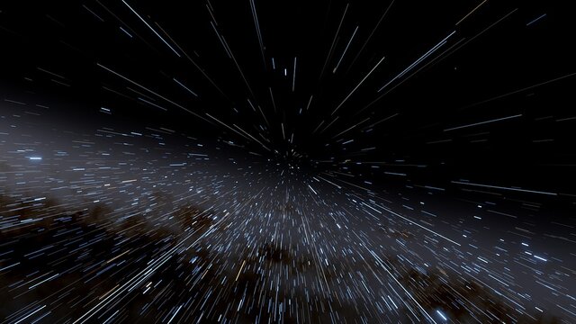 Space Flight Through The Warp, Warp Engine, Warping, At Tremendous Speed Through Space And Time 3d Render