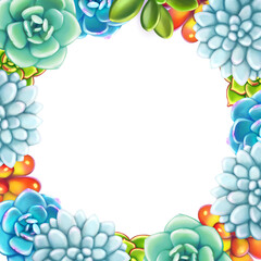 Floral Border. Succulents arranged un a shape of frame