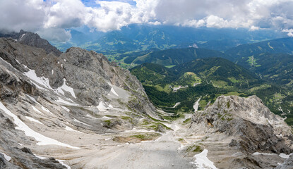 Fototapeta na wymiar Panorama Blick vom Dachstein Gletscher