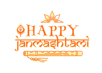 Fototapeta na wymiar Happy Janmashtami. Krishna Janmashtami logo design isolated on white. Holiday banner for celebrating Krishna birthday. Vector illustration