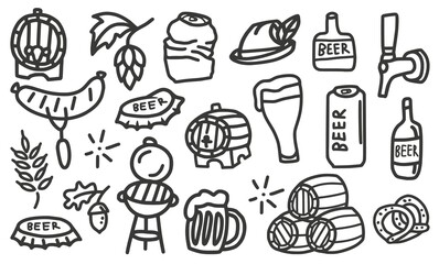 Set of beer emblem. Hop, barley, can and bottle