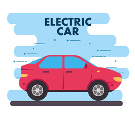 Fototapeta na wymiar environmentally friendly concept, electric car of red color vector illustration design