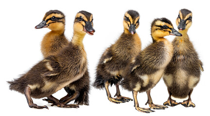  ducklings ( indian runner duck) isolated on a white background
