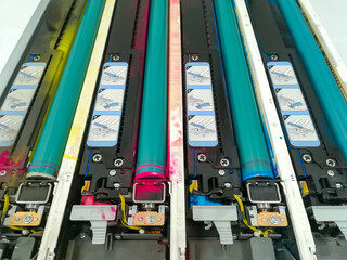 drum units in the color printer, removed from the printer and ready for repair
