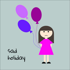 sad girl with balloons