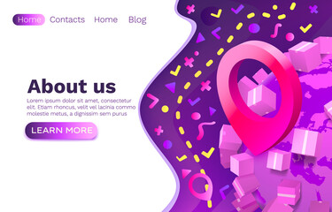 Location package navigation, app services logistic, online web site design. Vector