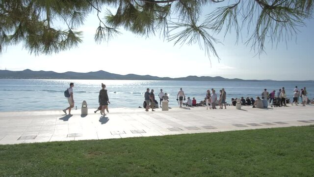 Gardens, promenade and Adriatic Sea, Zadar, Zadar County, Dalmatia region, Croatia