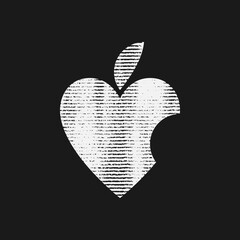 Textured icon of bitten Apple similar to Heart