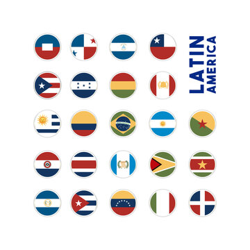 Latin America flags in circles