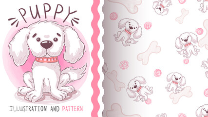 Puppy dog woof - seamless pattern