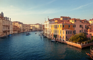 Fototapeta na wymiar Grand Canal in Venice, Italy in sunset time