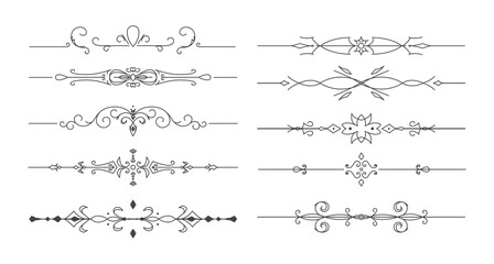 Obraz premium Flower vector dividers. Set of simple decorative page dividers and design elements.