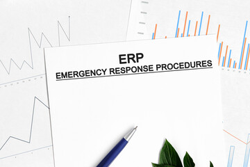 ERP emergency response procedures document with graphs, diagrams and blue pen