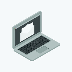 vector art illustration in isometric view of a laptop and email concept