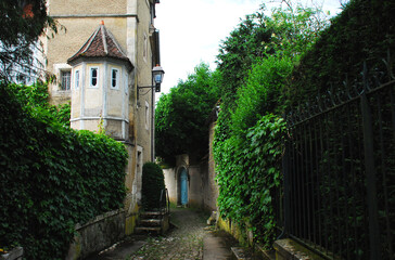 Fototapeta na wymiar France- Noyers-sur-Serein Pathway and Architecture