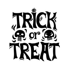 Trick or treat Halloween greeting card. Isolated background.