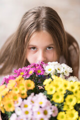 woman with flowers