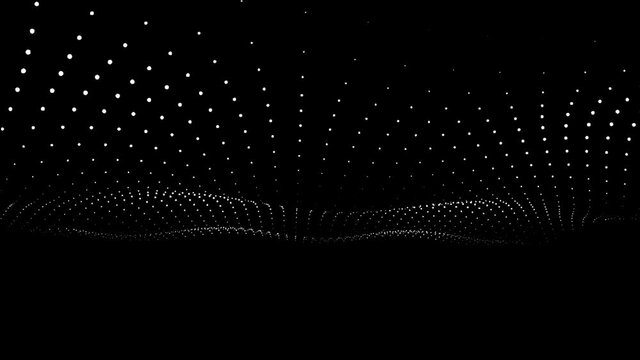 Floating movement with white round dots on a black background