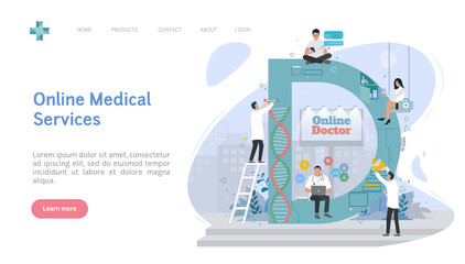 Medical concept illustrations. Banner image for websites, or apps. Online medical services.