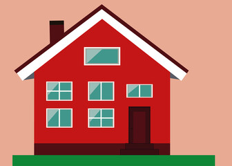 The house is red. Vector image.