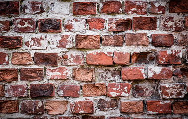 semi destroyed old brick wall