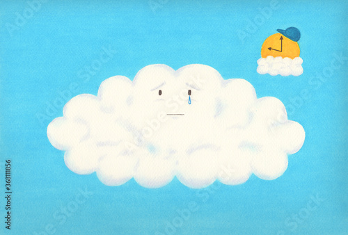 丸 三角 四角 雲 キャラクター 空の運動会 絵本 1 2ページ Wall Mural Masayoshi Abiru