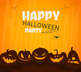 Halloween party card. Banners or party invitation background. Vector illustration